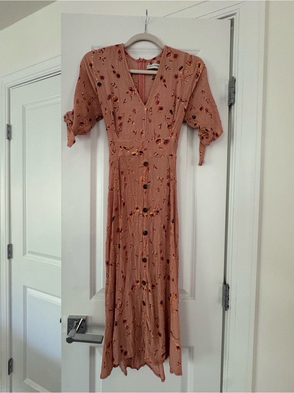 Faithfull the Brand Dusty Rose Floral Button-Front Midi Dress
